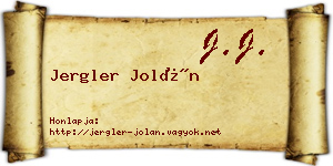 Jergler Jolán névjegykártya