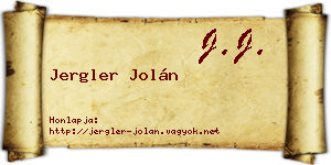 Jergler Jolán névjegykártya
